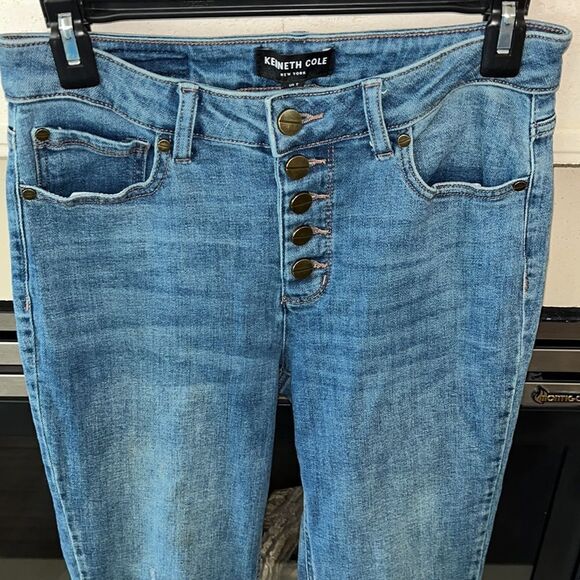 Kenneth Cole High Rise Distressed Raw Hem Boyfriend Jeans Size 2 - Picture 2 of 10